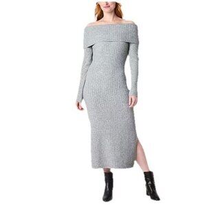 Worthington Size XXL Ribbed Grey Ribbed Long Sleeve Sweater Dress New With Tags